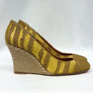 New! Lanvin Chartreuse Wedge Espadrilles, Size 37/US 6.5
